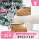 他她（TATA）雪地靴女厚底棉鞋短靴冬CDD03DD4 黃棕 37