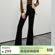 美洋（MEIYANG）生姜喇叭褲輕暖滋潤四面彈玻尿酸加絨保暖休閑褲時(shí)尚高腰顯瘦褲子 黑色（短版） L