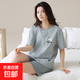 純棉睡衣女夏短袖套裝韓版可愛(ài)夏短褲卡通休閑季家居服2025年新款 藍條紋小熊 L 【100-120斤】