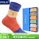 POLO兒童中筒襪子秋冬棉質(zhì)加厚保暖彩色男童女童襪3-5-7-歲學(xué)生襪 6雙 五色【型號4027】 16-18cm(25-29碼鞋合適)