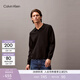 Calvin Klein高級成衣系列秋季男士商務(wù)休閑通勤ck簡(jiǎn)約純色POLO領(lǐng)長(cháng)袖針織衫 UB1-太空黑 S