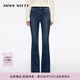 MISS SIXTY2025冬季新款牛仔褲女含羊絨修身彈力厚款復古喇叭長(cháng)褲 中深藍常規 25
