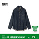 森馬（Semir）牛仔襯衫女冬中長(cháng)款保暖寬松雪尼爾格紋襯衣潮酷復古鹽系衣服 牛仔黃泥染80325 XL