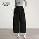 金狐貍女士休閑哈倫褲2026新款春夏高腰顯瘦闊腿彎刀褲九分褲繭型女褲子 黑色 L (28)