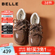 百麗（Belle）厚底流心曲奇愛(ài)心德訓鞋女增高雙鞋帶休閑鞋B2928CM5預售 棕色 37