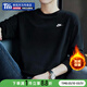 耐克（NIKE）官方衛衣男女裝26春季新款休閑運動(dòng)服打底衫圓領(lǐng)上衣套頭衫  【冬季款】黑色/加絨保暖/編織LOGO /建議拍小一碼 XL (180-185cm/150-160斤)
