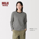 MUJI女式 天竺編織 長(cháng)袖T恤 上衣打底衫女款內搭女裝26年春季BB2Q8A6S 黑色條紋 XS （150/76A）