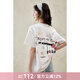 謎秀2026春裝新款蝴蝶結涂鴉背后印花T恤元氣減齡設計感上衣女 海鹽白 S