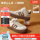 百麗（Belle）撞色高幫板鞋女冬季新款商場(chǎng)同款舒適加絨保暖休閑鞋E5Q1DDD5 米白色-薄絨 37 (235mm)