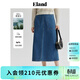 ELAND衣戀牛仔半身裙女高腰大口袋寬松半裙夏季新款 牛仔色(55)Indigo L 170