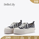 Bella Lily亮片松糕底板鞋女增高厚底休閑鞋春季松糕鞋子 灰色 38