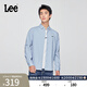 Lee標準版日常簡(jiǎn)約翻領(lǐng)小Logo徽標男長(cháng)袖襯衫休閑潮LMT010826T12 藍色 XL