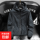 休閑夾克男外套春夏季薄款百搭帥氣連帽上衣服大碼潮流防嗮衣男款 黑色/白字 XL