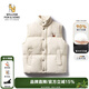 William fox&sons新復古回潮男裝燈芯絨刺繡面包服加厚保暖羽絨男女同款保暖馬甲潮 米白色 M 【 充絨量：113g】