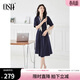 歐莎（OSA）連衣裙夏天女2025年新款小個(gè)子顯瘦裙子輕奢高級感職業(yè)裝襯衣裙 藏藍色 L