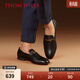THOM WILLS男鞋馬銜扣樂(lè )福鞋男真皮商務(wù)英倫休閑皮鞋一腳蹬鞋冬季 黑色A2971-1 41 /7.5碼