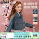 ASK JUNIOR女童外套2026春季牛仔外套翻領(lǐng)拼接蕾絲兒童休閑外套