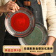 舍里美式陶瓷手繪西餐盤(pán)子圓盤(pán)彩色牛排盤(pán)湯盤(pán)菜盤(pán)沙拉盤(pán)微波爐餐盤(pán) 紅色轉印-平盤(pán) 8英寸 單個(gè)入