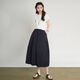 【京東直采】高腰花苞半身裙夏季新款女裝遮肉顯瘦傘裙蓬蓬A字裙 MC316藏藍色 M