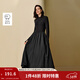 茵曼（INMAN）2025秋冬女裝新款復古半高領(lǐng)磨毛黑色連衣裙顯瘦長(cháng)袖長(cháng)裙子  午夜黑 XL