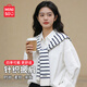 MINISO針織披肩四季薄款外搭披肩辦公室空調房肩頸防涼防吹搭肩 藍白