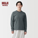 MUJI 女式雙羅紋編織圓領(lǐng)長(cháng)袖T恤上衣打底衫內搭26年春季女裝女款 煙熏藍色條紋 L (165/88A)