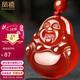 鳳禧珠寶騏驥紅瑪瑙玉佛吊墜女士彌勒佛公本命年護身符玉項鏈三八禮物