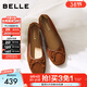 百麗（Belle）舒芙蕾絨面平跟單鞋女商場(chǎng)春季新款羊皮舒適軟底便鞋E1E1DAQ6 棕色 37 (235mm)