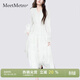 MeetMetro瑪依爾法式浪漫淑女連衣裙女2026春新款優(yōu)雅氣質(zhì)A字長(cháng)裙 白色【現貨閃電發(fā)】 S