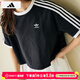 阿迪達斯（adidas）三葉草T恤女裝 2026夏季新款運動(dòng)服跑步健身舒適透氣時(shí)尚休閑短袖 JC8149/黑色/三葉草/短款 XL