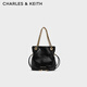 CHARLES&KEITH柔軟抽繩簡(jiǎn)約鏈條福袋包手提托特包包女包生日禮物CK2-80151536 Black黑色 S