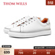 THOM WILLS熒光小白鞋男冬季新款商務(wù)休閑男鞋百搭真皮男士低幫板鞋 白色G511 42 /8碼