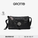 GROTTO個(gè)樂(lè )黑石包經(jīng)典大容量植鞣綿羊皮單肩斜挎通勤軟包男女款禮物 黑石L（銀標）