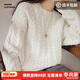 馬登可拆袖絞花毛衣女復古奶油白慵懶麻花線(xiàn)衣圓領(lǐng)背心冬季女士針織衫 奶油白 （寬松版型，建議拍小一碼） M (100-120斤)