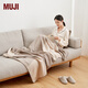 MUJI 羊毛披巾 圍巾圍脖男女 秋冬季 披肩 保暖 米色格紋/120*200cm