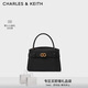 CHARLES&KEITH質(zhì)感荔枝紋金屬扣凱莉包手提包單肩包包女包禮物CK2-50270880