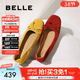 百麗（Belle）舒芙蕾絨面平跟單鞋女商場(chǎng)春季新款羊皮舒適軟底便鞋E1E1DAQ6 黃色 38 (240mm)