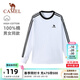 駱駝（CAMEL）純棉t神圓領(lǐng)長(cháng)袖T恤男女款休閑打底衫 C35BAXN056D，無(wú)際白/幻影黑 ，中性 2XL