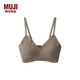 MUJI女式 觸感舒適羅紋針織文胸內衣女款胸墊可拆少女無(wú)鋼圈細肩帶 深咖啡棕色 XL C80
