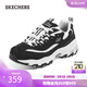 斯凱奇（Skechers）鞋子春季奶茶熊女款運動(dòng)厚底時(shí)尚復古老爹鞋149906 黑色/白色/BKW 37.5