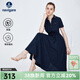 Navigare意大利小帆船短袖連衣裙女士夏季V領(lǐng)修身裙子時(shí)尚棉感針織長(cháng)裙女 藏青 S 碼