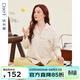 達爾麗2025春季新款薄睡衣女純棉翻領(lǐng)開(kāi)衫長(cháng)袖春夏女士家居服套裝可外穿 T8245142-018-杏色 M