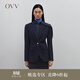 OVV秋冬熱賣(mài)女裝挺括一?？燮今g領(lǐng)休閑通勤單件西服外套 藏青（凈色）B1 M