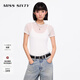 MISS SIXTY2025春季新款短袖T恤女圓領(lǐng)立體字母時(shí)尚透視感薄網(wǎng)紗 白色 XS