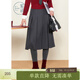 紫涵（ZIHAN）紫涵中長(cháng)款百褶半身裙女年冬季新款學(xué)院風(fēng)簡(jiǎn)約氣質(zhì)高腰a字裙 灰色 M