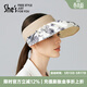 She's茜子蝶花斜影時(shí)尚印花輕薄透氣可折疊防曬出游度假空頂帽子遮陽(yáng)帽 藏藍色C0 M(56-58cm)