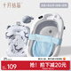 十月結晶嬰兒洗澡盆可折疊寶寶浴盆大號洗澡神器躺托浴架 【單盆+浴網(wǎng)+浴墊+洗頭杯】
