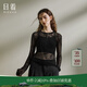 日著(zhù)RIZHUO【商場(chǎng)同款】紗衣T恤衫2025春季新款女裝修身輕薄長(cháng)袖 樹(shù)影黑 M