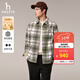 哈吉斯（HAZZYS）男裝秋冬襯衫長(cháng)袖男士外套PHIZ系列厚款保暖外搭格紋男襯衣 茶綠色OG XL （180/100A 50）