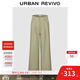 UR秋季新款女裝流光風(fēng)休閑寬松高腰闊腿褲UYU650066 卡其 M